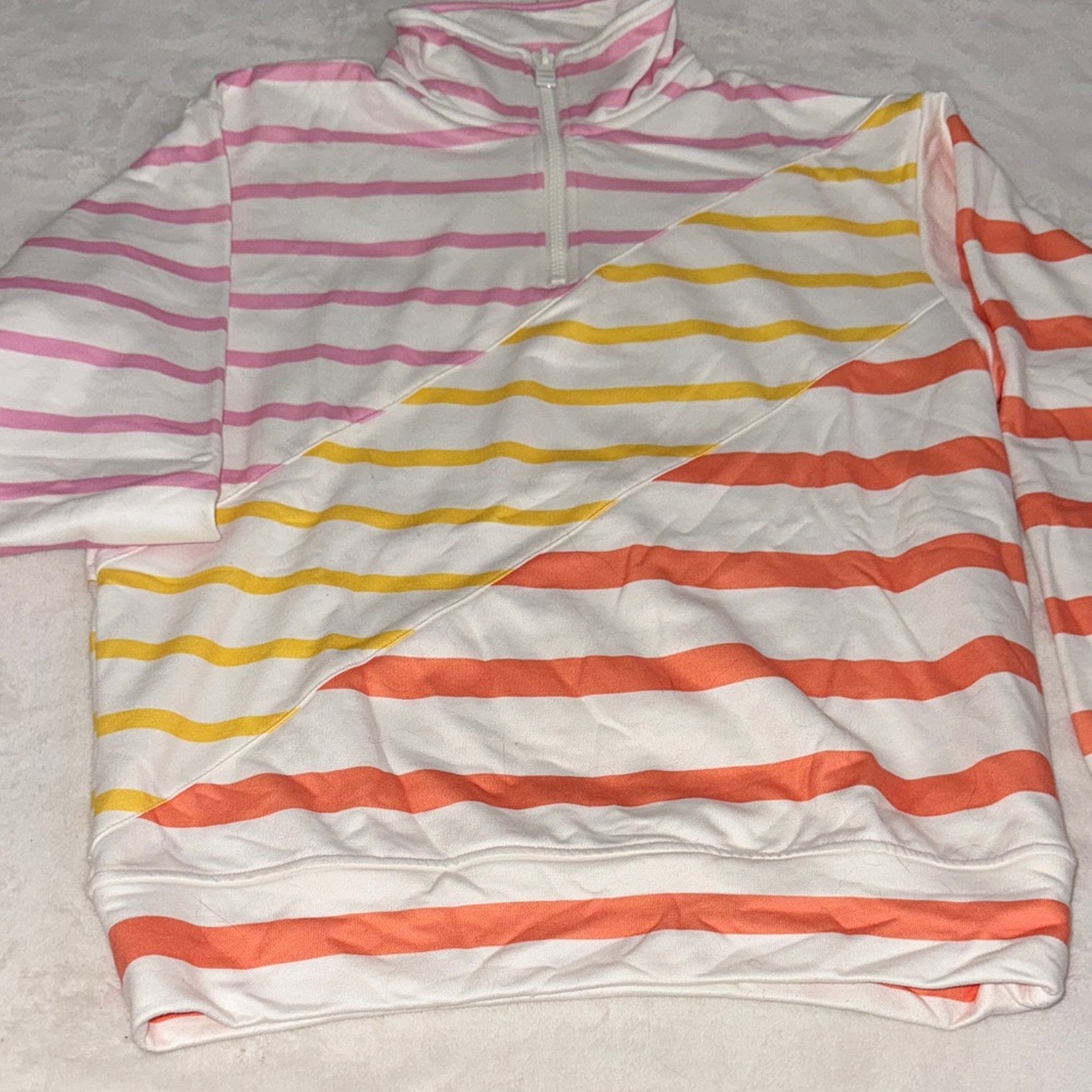 Solid & Striped Zip Pullover Striped Sweatshirt - image 1